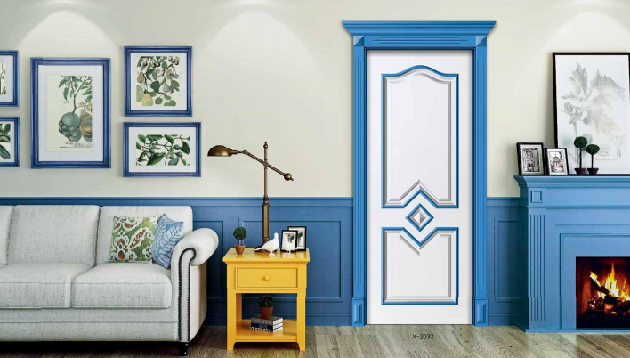 廠價熱賣鑫順來X-2032雕花帶扣線、羅馬柱、單邊帽頭混搭實色實木烤漆門