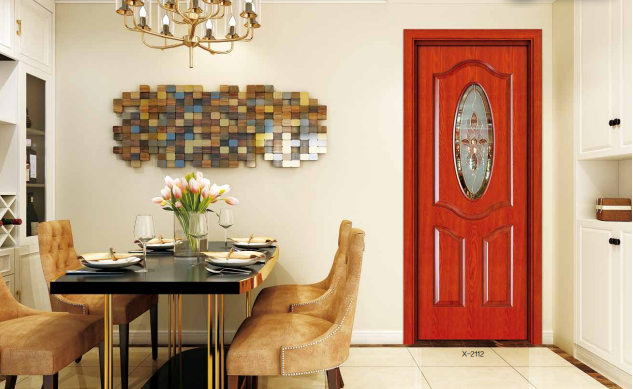 鑫順來X-2112雕花平開隔音帶工藝玻璃實木復合烤漆門