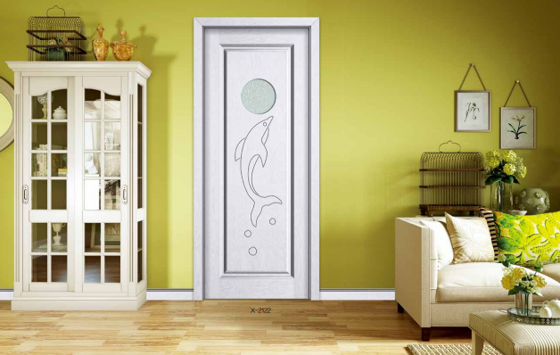 鑫順來X-2122雕花平開隔音白色實(shí)木玻璃烤漆門