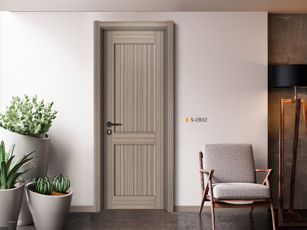 新品推薦愉心S-2820拼貼雙面板實(shí)木烤漆門