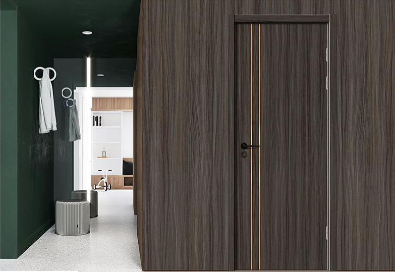 2020年新款零度鑫順來X-9001平開鑲金屬條實木烤漆門