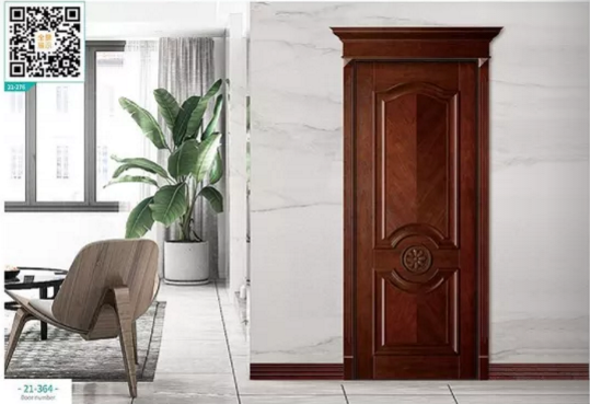 廠價新款鑫順來21-364掃碼帶扣線,實木花,帽頭豪華木門,掃二維碼看裝修風格