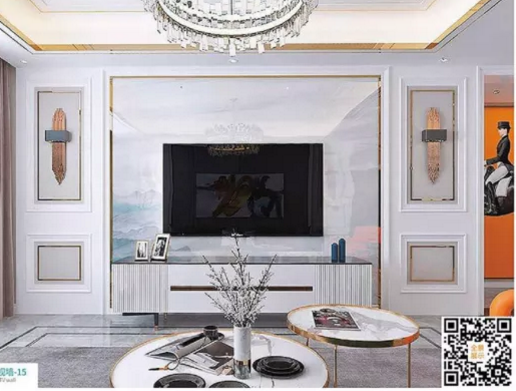 廠價(jià)上市鑫順來(lái)DQ-15掃碼豪華電視墻，掃二維碼看裝修風(fēng)格